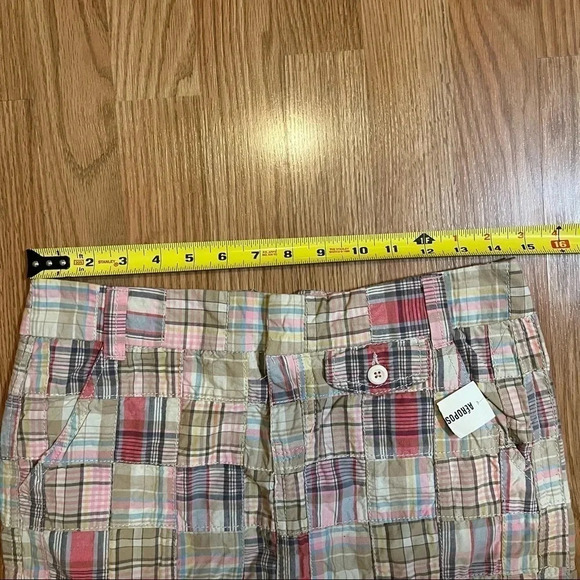 Aeropostale Skirt NWT Women's Size 1/2 Madras Plaid Micro Mini Patchwork - Picture 6 of 6